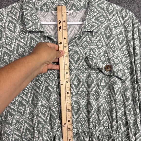 Lucky Brand Dress Womens Size 1X Green Cottagecore Safari Nature - Picture 5 of 12
